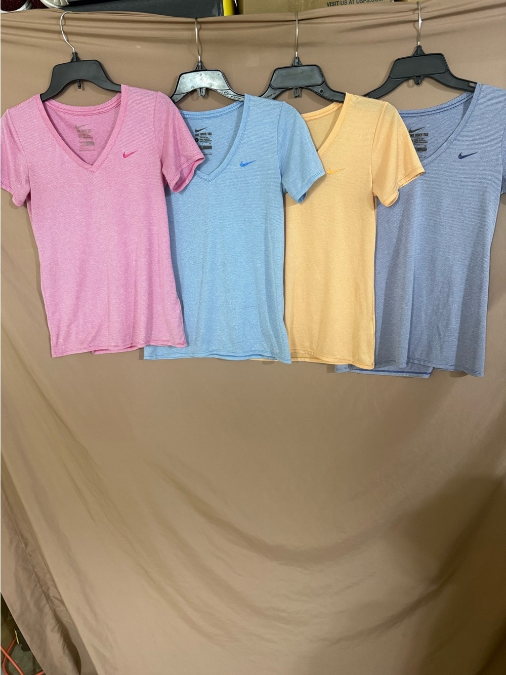 Nike Women’s Short-Sleeve V-Neck Tee — Pink, Light Blue, Yellow, Slate Small
